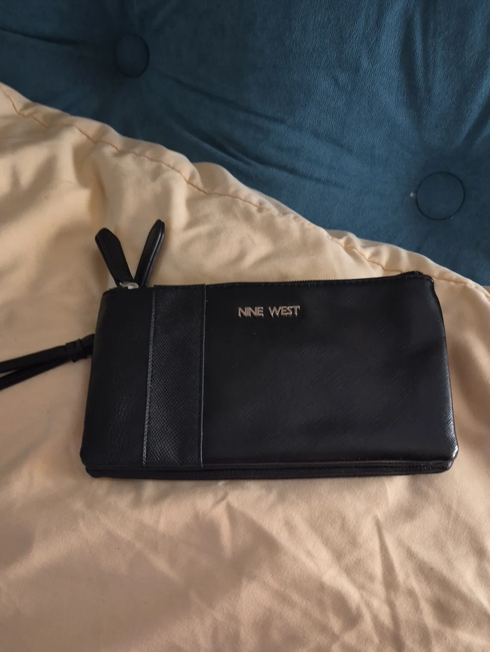 Nine West Black Faux Leather Wristlet Clutch Bag